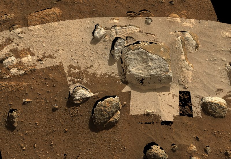 Martian surface imaged by a rover engineering camera